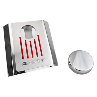 ACC® - Z06 Style Polished Master Cylinder Cover with Red Carbon Fiber Ribbed Top Plate