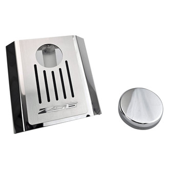ACC® - Z06 Font Style Polished Master Cylinder Cover with Black Solid Ribbed Top Plate