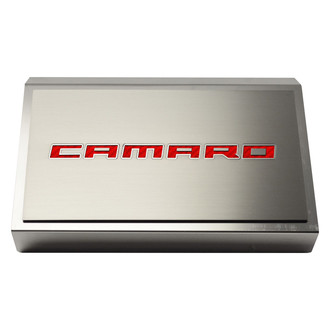 ACC® - Brushed Fuse Box Plate with Red Carbon Fiber Camaro Logo
