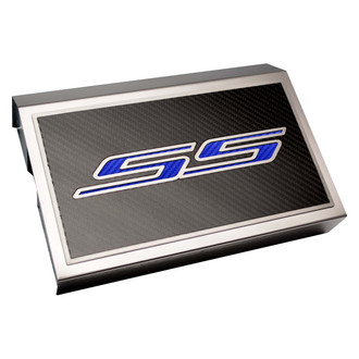 ACC® - Brushed Fuse Box Plate with Blue Carbon Fiber SS Logo