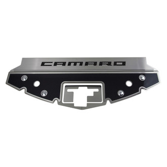 ACC® - GM Licensed Series Non-Illuminated Carbon Fiber Front Header Plate with Black Carbon Fiber Camaro Logo
