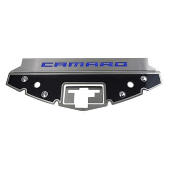 ACC® - GM Licensed Series Non-Illuminated Carbon Fiber Front Header Plate with Blue Carbon Fiber Camaro Logo