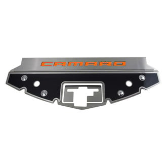 ACC® - GM Licensed Series Non-Illuminated Carbon Fiber Front Header Plate with Orange Carbon Fiber Camaro Logo