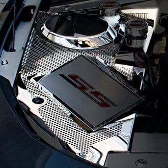 ACC® - Polished Inner Fender Covers with Perforated Inserts Shock Tower Domes Stock Air Box Only