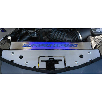 ACC® - Brushed Front Header Insert with Blue Carbon Fiber "Supercharged" Logo