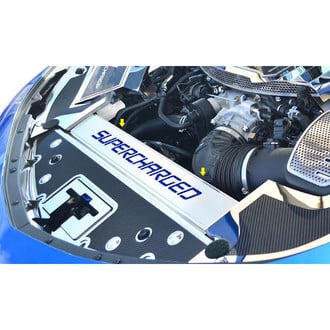 ACC® - Carbon Fiber Front Header Insert with Blue Carbon Fiber "Supercharged" Logo
