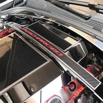 ACC® - Blue Illuminated Carbon Fiber Strut Bar Trim with Supercharged Logo