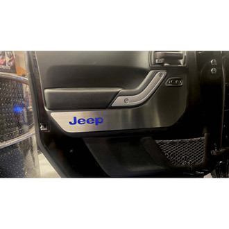 ACC® - MOPAR Licensed Brushed Front Door Guards with Blue Jeep Logo