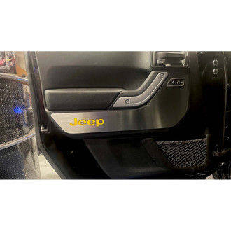ACC® - MOPAR Licensed Brushed Front Door Guards with Yellow Jeep Logo
