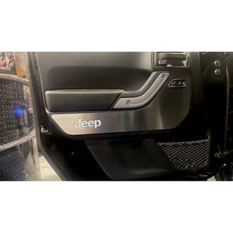 ACC® - MOPAR Licensed Brushed Front & Rear Door Guards with White Jeep Logo
