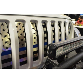 ACC® - 1-Pc American Flag Style Brushed Laser Cut Main Grille