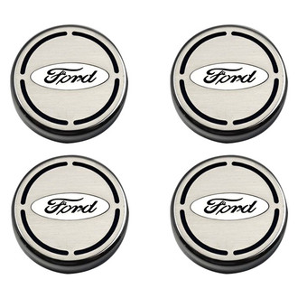 ACC® - Executive Series Polished Engine Fluid Caps with Carbon Fiber Ford Oval Bowtie