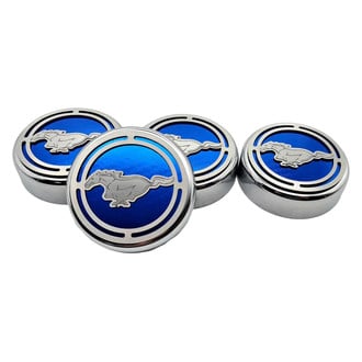 ACC® - Pony Style Chrome Blue Carbon Fiber Cap Cover Set