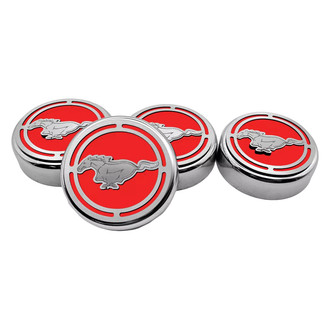 ACC® - Pony Style Chrome Bright Red Solid Cap Cover Set