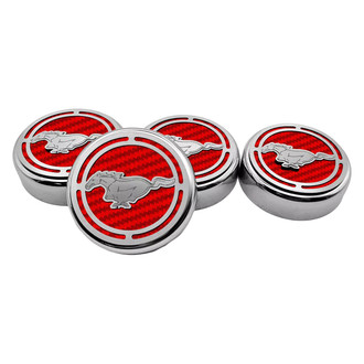 ACC® - Pony Style Chrome Red Carbon Fiber Cap Cover Set