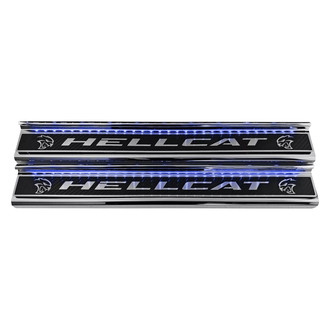 ACC® - Illuminated Polished/Carbon Fiber Front Door Sills with Brushed Hellcat Logo
