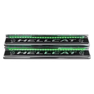 ACC® - Illuminated Polished/Carbon Fiber Front Door Sills with Brushed Hellcat Logo