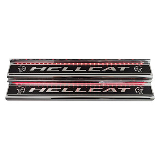 ACC® - Illuminated Polished/Carbon Fiber Front Door Sills with Brushed Hellcat Logo