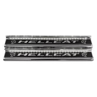 ACC® - Illuminated Polished/Carbon Fiber Front Door Sills with Brushed Hellcat Logo