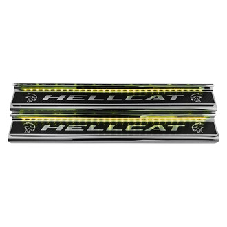 ACC® - Illuminated Polished/Carbon Fiber Front Door Sills with Brushed Hellcat Logo