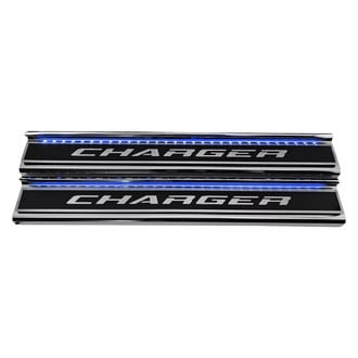 ACC® - Illuminated Polished/Carbon Fiber Front Door Sills with Charger Logo