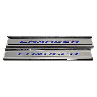 ACC® - Non-Illuminated Polished Front Door Sills with Blue Charger Logo