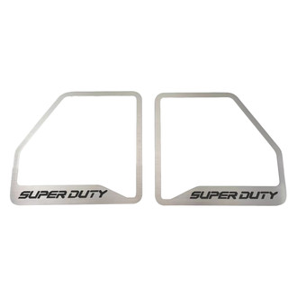 ACC® - Brushed Front Inner Door Speaker Trims with Brushed Black SUPER DUTY Logo