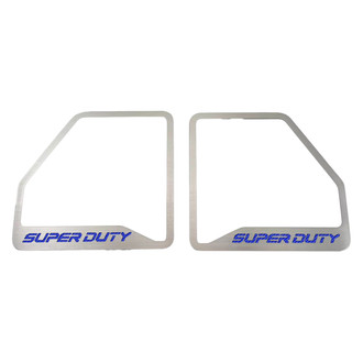 ACC® - Brushed Front Inner Door Speaker Trims with Blue SUPER DUTY Logo