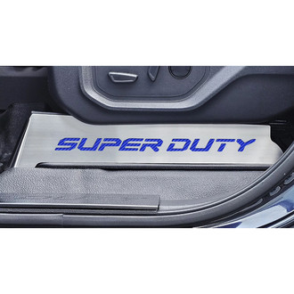 ACC® - Brushed Lower Seat Vanity Plates with Blue SUPER DUTY Logo
