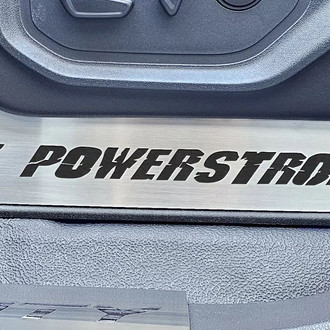 ACC® - Brushed Lower Seat Vanity Plates with Brushed Black 6.7 Power Stroke Logo