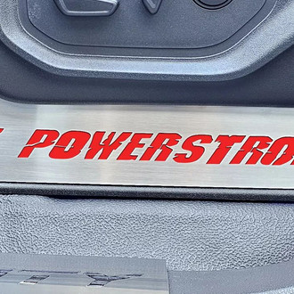 ACC® - Brushed Lower Seat Vanity Plates with Bright Red 6.7 Power Stroke Logo