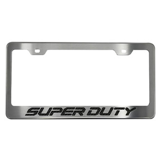 ACC® - Brushed License Plate Frame with Black Carbon Fiber Super Duty Logo