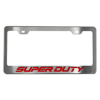 ACC® - Brushed License Plate Frame with Red Carbon Fiber Super Duty Logo