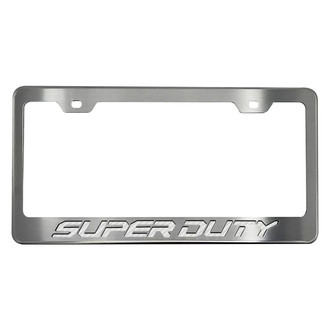 ACC® - Brushed License Plate Frame with White Carbon Fiber Super Duty Logo