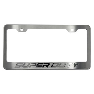 ACC® - Brushed License Plate Frame with Black Solid Super Duty Logo