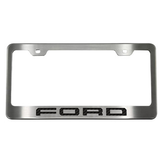 ACC® - Brushed License Plate Frame with Black Carbon Fiber FORD Logo