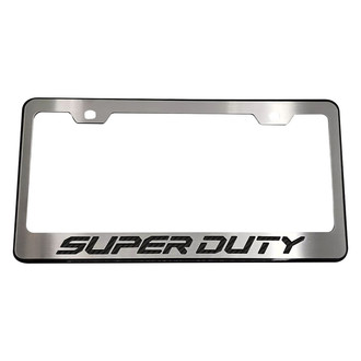 ACC® - Black License Plate Frame with Black Carbon Fiber Super Duty Logo