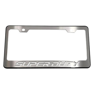 ACC® - Black License Plate Frame with White Carbon Fiber Super Duty Logo