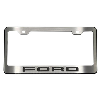 ACC® - Black License Plate Frame with Brushed Black FORD Logo