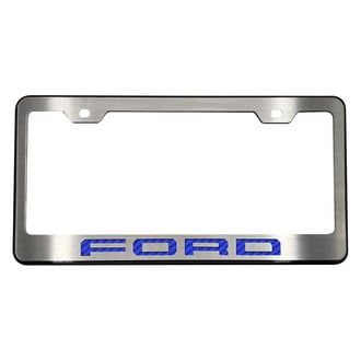 ACC® - Black License Plate Frame with Blue Carbon Fiber FORD Logo