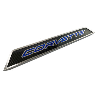 ACC® - Non-Illuminated Polished/Carbon Fiber Door Sills with Blue Corvette Logo
