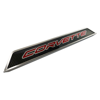 ACC® - Non-Illuminated Polished/Carbon Fiber Door Sills with Red Corvette Logo