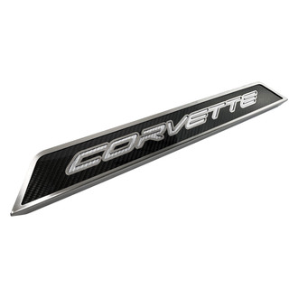 ACC® - Non-Illuminated Polished/Carbon Fiber Door Sills with White Corvette Logo