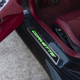 ACC® - Illuminated Polished/Carbon Fiber Door Sills with Corvette Logo