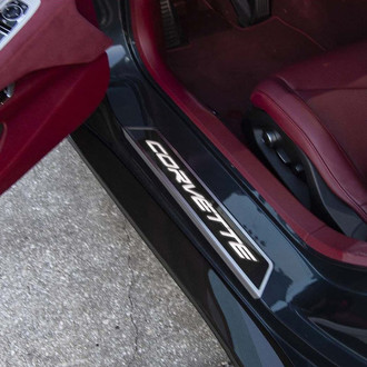 ACC® - Illuminated Polished/Carbon Fiber Door Sills with Corvette Logo