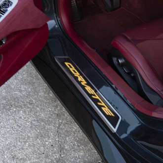ACC® - Illuminated Polished/Carbon Fiber Door Sills with Corvette Logo