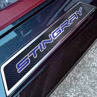 ACC® - Non-Illuminated Polished/Carbon Fiber Door Sills with Blue Stingray Logo