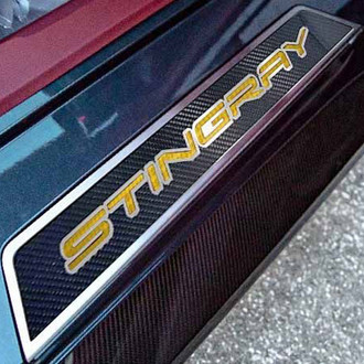 ACC® - Non-Illuminated Polished/Carbon Fiber Door Sills with Yellow Stingray Logo