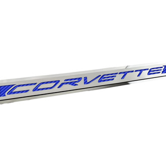 ACC® - Polished/Brushed Driver Side Door Prop with Blue Corvette Logo
