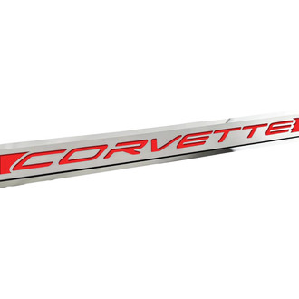 ACC® - Polished/Brushed Passenger Side Door Prop with Bright Red Corvette Logo